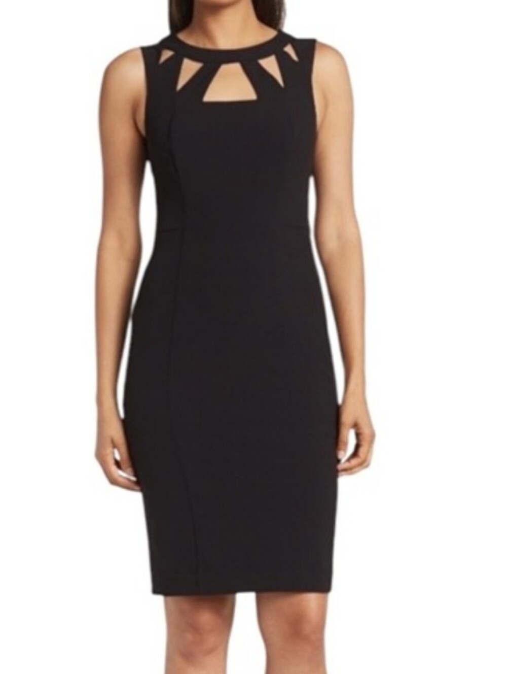 Eliza J Black Classic Sleeveless Cutout Midi Sheath Dress Size 14